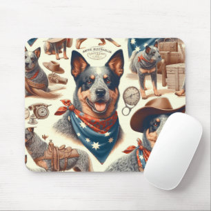 Vintage Darstellung des australischen Rinderhundes Mousepad