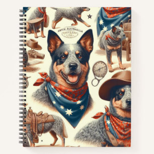 Vintage Darstellung des australischen Rinderhundes Notizbuch