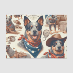 Vintage Darstellung des australischen Rinderhundes Seidenpapier