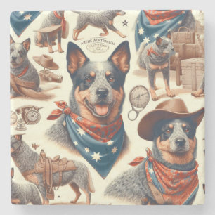 Vintage Darstellung des australischen Rinderhundes Steinuntersetzer