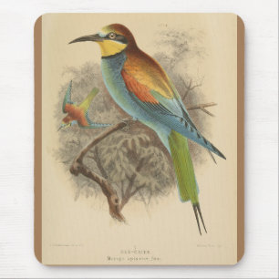 Vintage Darstellung des europäischen Bienenfresser Mousepad
