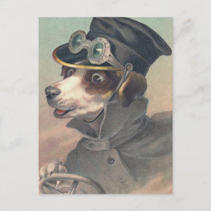 Vintage Darstellung des Fahrerhundes Postkarte