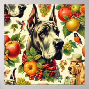 Vintage Darstellung des großen Dan Dog Poster