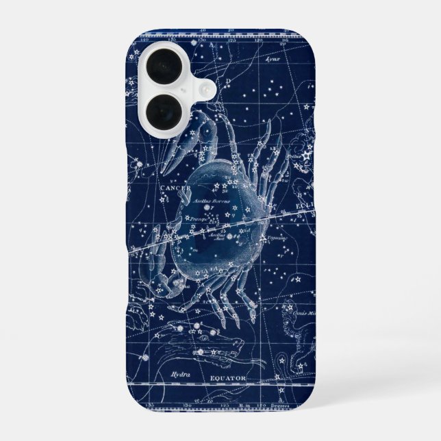 Vintage Darstellung des Krebses Zodiac-Zeichen iPhone 16 Hülle (Rückseite)