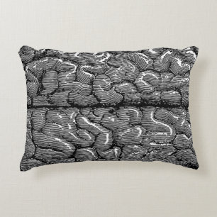 Vintage Darstellung des menschlichen Gehirns Dekokissen