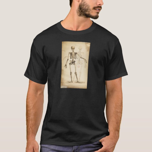 Vintage Darstellung des menschlichen Skeletts T-Shirt (Vorderseite)