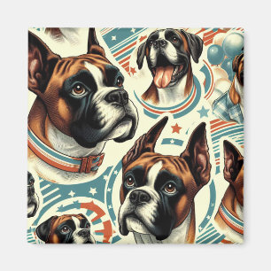 Vintage Darstellung des nahtlosen Boxerdogs Magnet