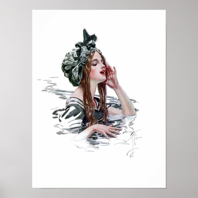Vintage Darstellung einer Frau Poster (Vorne)