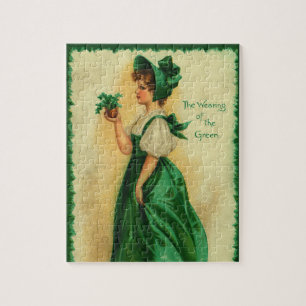 Vintage-Darstellung eines irischen Mädchens am St. Puzzle