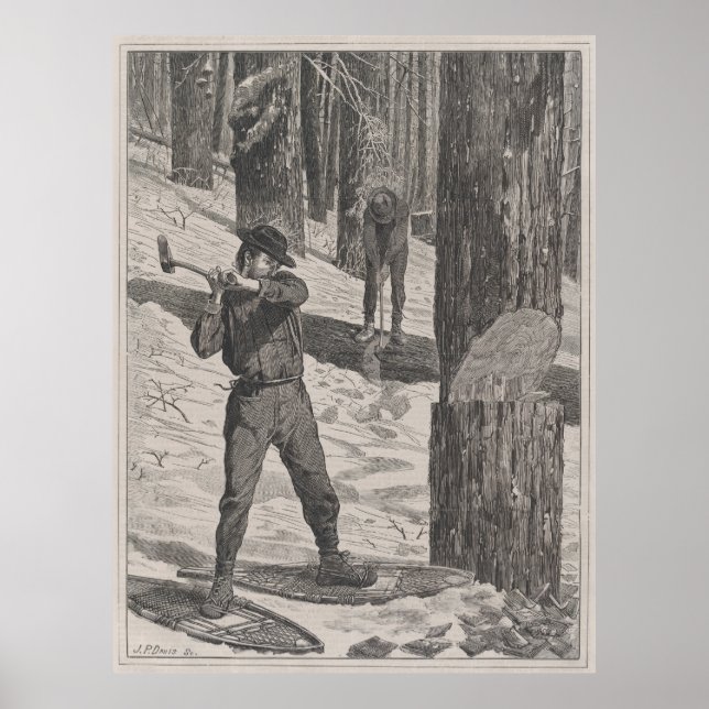 Vintage Darstellung eines Lumberjacks (1871) Poster (Vorne)