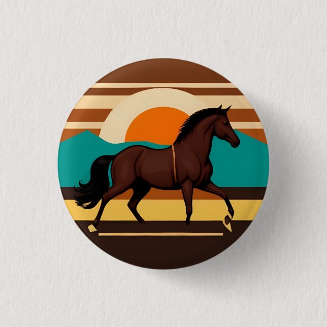 Vintage Darstellung eines Pferdes Button (Vorderseite)