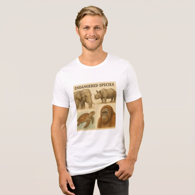 Vintage Darstellung gefährdeter Arten Tri-Blend Shirt (Vorderseite voll)
