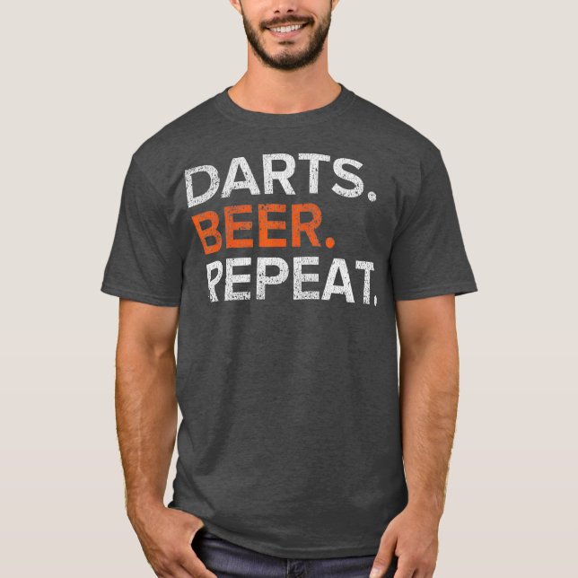 Vintage Darts Beer Repeat Funny Distressed T-Shirt (Vorderseite)