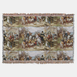 Vintage Das erste Erntedankfest 1621 Jean Ferris Decke