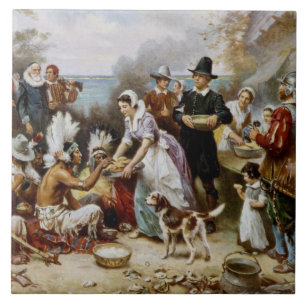 Vintage Das erste Erntedankfest 1621 Jean Ferris Fliese