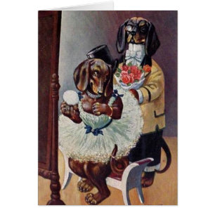 Vintage - Date Night für ein Dachshund-Paar,