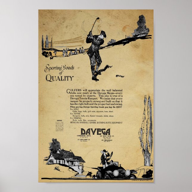 Vintage Davega Sporting Goods Ad Poster (Vorne)