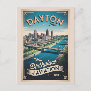 Vintage Dayton Ohio Retro-Reiseplakat-Illustration Feiertagspostkarte