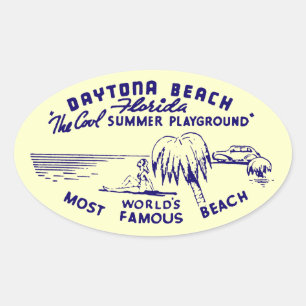 Vintage Daytona Beach Ovaler Aufkleber