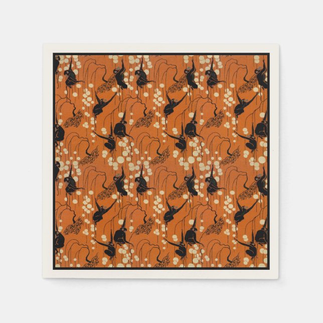 Vintage-Deco-Affen-Muster-Papier-Tischservietten Serviette (Vorderseite)