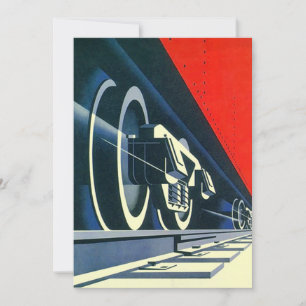Vintage Deco-Schienen Retro-Zugräder Einladung