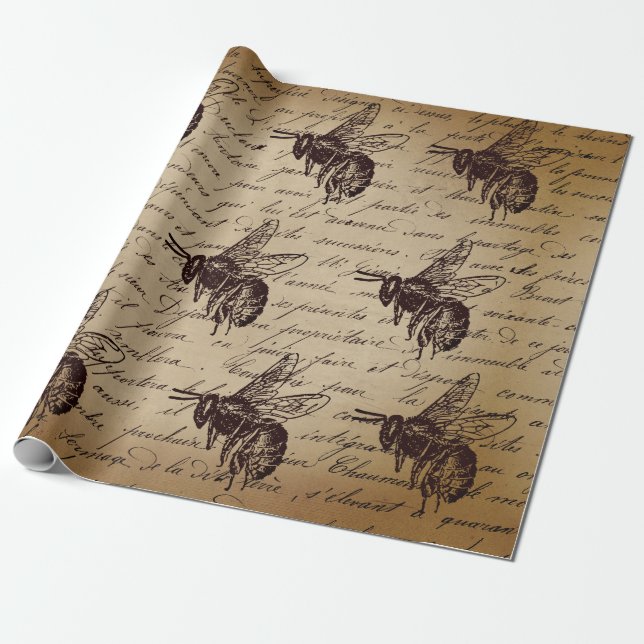 Vintage Decoupage Honey Bee Geschenkpapier (Ungerollt)
