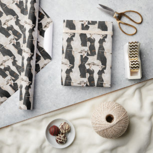 Vintage-Découpage-Mode Damen in schwarzen Kleidern Geschenkpapier