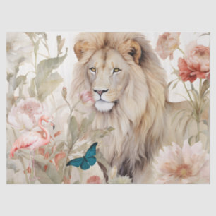 Vintage-Decoupage-Pastell-Blumen-Löwe-Seidenpapier Seidenpapier