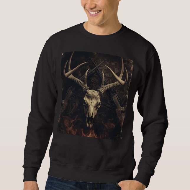Vintage Deer Skull Camo Hunting Sweatshirt (Vorderseite)