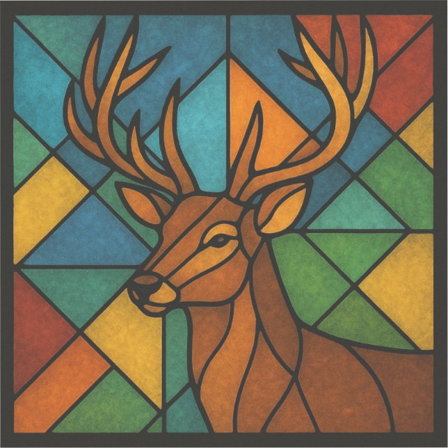 Vintage Deer Tiffany Style Stained Glass Design Aufkleber (Vorderseite)