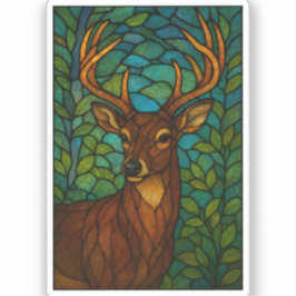 Vintage Deer Tiffany Style Stained Glass Design Aufkleber