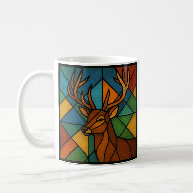 Vintage Deer Tiffany Style Stained Glass Design Kaffeetasse (Links)