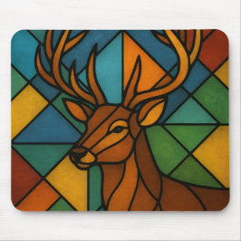 Vintage Deer Tiffany Style Stained Glass Design Mousepad