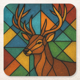 Vintage Deer Tiffany Style Stained Glass Design Rechteckiger Pappuntersetzer