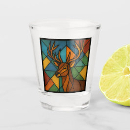 Vintage Deer Tiffany Style Stained Glass Design Schnapsglas