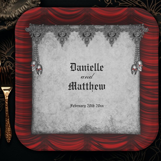 Vintage Dekadenz Altes Pergament gotische Hochzeit Pappteller (Von Creator hochgeladen)