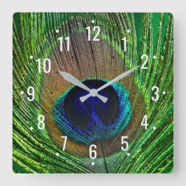 Vintage Dekoration des Pfaus - Antikes Pfauenfeder Große Wanduhr