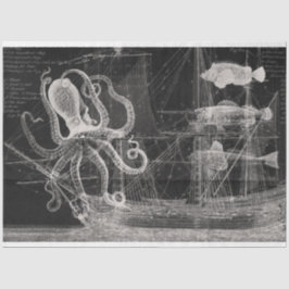 Vintage Dekoration im Schwarzen und Weißen Ozean Seidenpapier