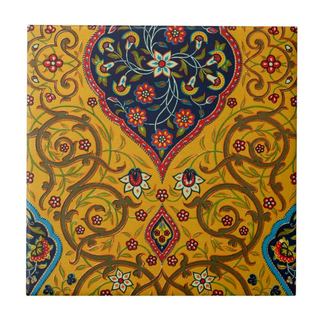 Vintage Dekoration Persischer Blumenkunst Fliese (Vorderseite)