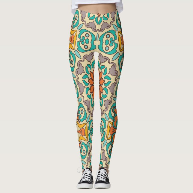 Vintage dekorative Elemente: nahtloser orientalisc Leggings (Vorderseite)