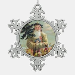 Vintage-dekorativer Weihnachtsmann-Schmuck aus Deu Schneeflocken Zinn-Ornament