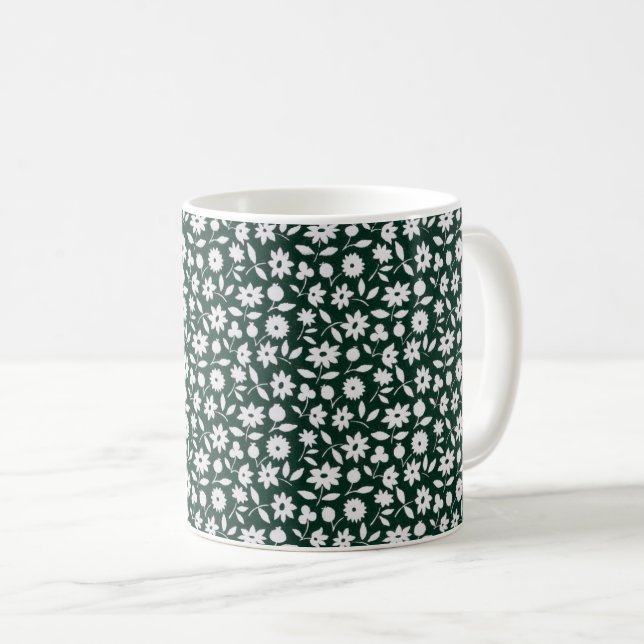 Vintage-Dekoratives dichtes Blumenmuster Kaffeetasse (VorderseiteRechts)