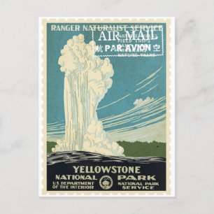 Vintage-Dekoupage Yellowstone-Park-Stempel Postkarte
