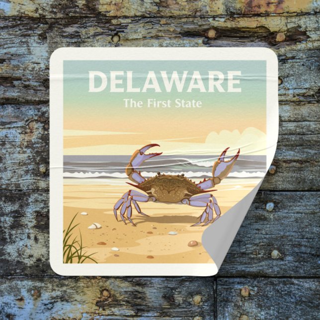 Vintage Delaware Quadratischer Aufkleber (Von Creator hochgeladen)