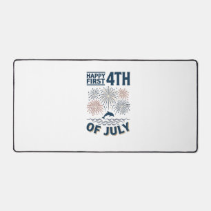 Vintage-Delfin 4. Juli Feuerwerk-Shirt-Design Schreibtischunterlage