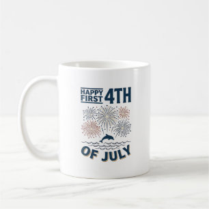 Vintage-Delfin-Feuerwerk-Shirt-Design zum 4. Juli Kaffeetasse