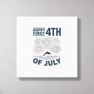 Vintage-Delfin-Feuerwerk-Shirt-Design zum 4. Juli Leinwanddruck