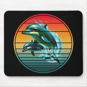 Vintage-Delfin-Ozean-Meereskreatur-Delfine Mousepad