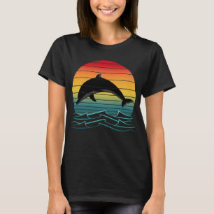 Vintage-Delfin-Sonnenuntergang-Ozean T-Shirt