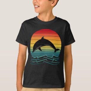 Vintage-Delfin-Sonnenuntergang-Ozean T-Shirt
